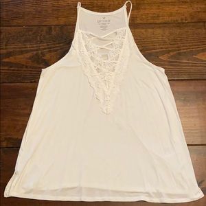 White Tank Top with Lace Detail